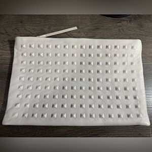 All Saints White Studded Zip Clutch